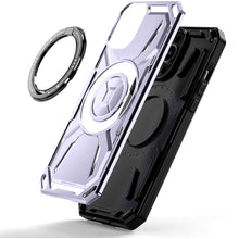 For iPhone 15 Case Magnetic Circle Metal Stand Shockproof + 2 Tempered Glass
