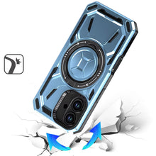 For iPhone 16 6.1inch Case Magnet Circle Metal Stand Shockproof + Tempered Glass