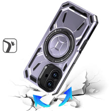 For iPhone 16 6.1inch Case Magnet Circle Metal Stand Shockproof + Tempered Glass
