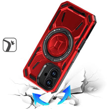 For iPhone 16 6.1inch Case Magnet Circle Metal Stand Shockproof + Tempered Glass