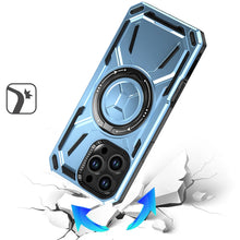 For iPhone 16 Pro 6.3in Case Magnetic Circle Metal Stand Rugged + Tempered Glass