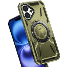 For iPhone 17 Case Magnetic Circle w/ Metal Stand 360 Rotating + Tempered Glass