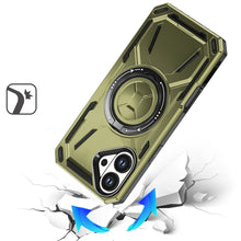 For iPhone 17 Case Magnetic Circle w/ Metal Stand 360 Rotating + Tempered Glass