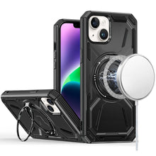 For iPhone 13/14 Case Magnetic Circle Metal Stand Shockproof + Tempered Glass