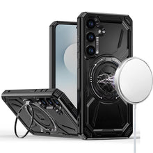 For Samsung S25 FE Case Magnetic Circle Metal Stand Shockproof + Tempered Glass