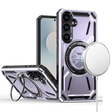 For Samsung S25 FE Case Magnetic Circle Metal Stand Shockproof + Tempered Glass