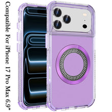 For iPhone 17 Pro Max Case Magnetic Charging Circle Bling Hybrid +Tempered Glass