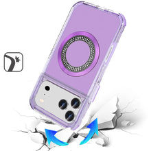 For iPhone 17 Pro Max Case Magnetic Charging Circle Bling Hybrid +Tempered Glass