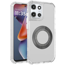 For Moto G 2025 Case Magnetic Circle Bling Hybrid Phone Cover + Tempered Glass