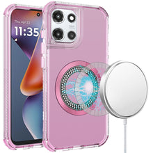 For Moto G 2025 Case Magnetic Circle Bling Hybrid Phone Cover + Tempered Glass