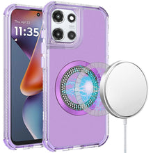 For Moto G 2025 Case Magnetic Circle Bling Hybrid Phone Cover + Tempered Glass
