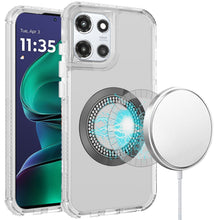 For Moto G Stylus 2025 Case Magnetic Circle Bling Hybrid Cover + Tempered Glass