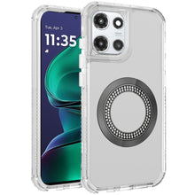 For Moto G Stylus 2025 Case Magnetic Circle Bling Hybrid Cover + Tempered Glass