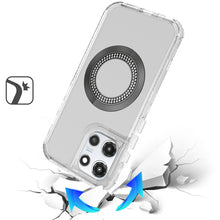 For Moto G Stylus 2025 Case Magnetic Circle Bling Hybrid Cover + Tempered Glass
