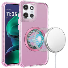 For Moto G Stylus 2025 Case Magnetic Circle Bling Hybrid Cover + Tempered Glass