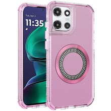 For Moto G Stylus 2025 Case Magnetic Circle Bling Hybrid Cover + Tempered Glass