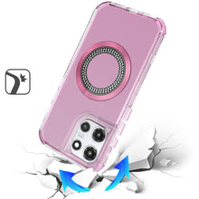 For Moto G Stylus 2025 Case Magnetic Circle Bling Hybrid Cover + Tempered Glass
