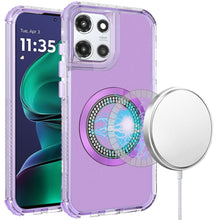 For Moto G Stylus 2025 Case Magnetic Circle Bling Hybrid Cover + Tempered Glass