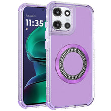 For Moto G Stylus 2025 Case Magnetic Circle Bling Hybrid Cover + Tempered Glass