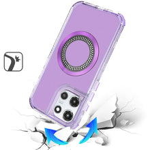 For Moto G Stylus 2025 Case Magnetic Circle Bling Hybrid Cover + Tempered Glass