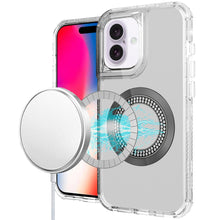 For iPhone 16 6.1inch Case Magnetic Circle Circle Bling Hybrid + Tempered Glass