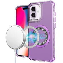 For iPhone 16 6.1inch Case Magnetic Circle Circle Bling Hybrid + Tempered Glass
