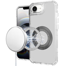 For iPhone 16e Case Magnetic Charging Circle Bling Hybrid Cover + Tempered Glass