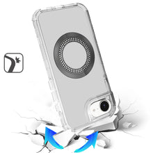 For iPhone 16e Case Magnetic Charging Circle Bling Hybrid Cover + Tempered Glass