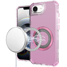 For iPhone 16e Case Magnetic Charging Circle Bling Hybrid Cover + Tempered Glass