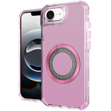 For iPhone 16e Case Magnetic Charging Circle Bling Hybrid Cover + Tempered Glass