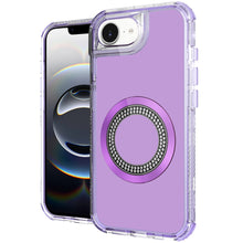 For iPhone 16e Case Magnetic Charging Circle Bling Hybrid Cover + Tempered Glass