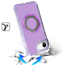 For iPhone 16e Case Magnetic Charging Circle Bling Hybrid Cover + Tempered Glass