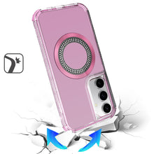 For Samsung S25/S24 Case Magnetic Circle Bling Hybrid Cover + Tempered Glass