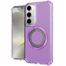For Samsung S25/S24 Case Magnetic Circle Bling Hybrid Cover + Tempered Glass