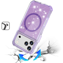 For iPhone 17 Pro Max Case Magnetic Circle Glitter Shockproof + Tempered Glass