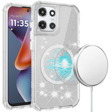 For Moto G 2025 Case Magnetic Circle Full Glitter Shockproof + Tempered Glass
