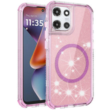 For Moto G 2025 Case Magnetic Circle Full Glitter Shockproof + Tempered Glass