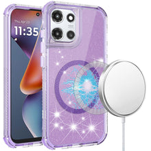 For Moto G 2025 Case Magnetic Circle Full Glitter Shockproof + Tempered Glass