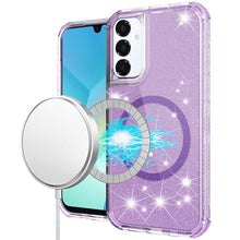 For Samsung A16 5G Case Magnetic Charging Glitter Shockproof + Tempered Glass