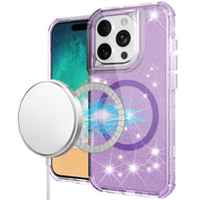 For iPhone 16 PRO MAX Case Magnetic Circle Glitter Shockproof + Tempered Glass