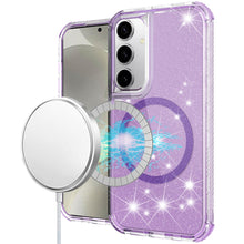 For Samsung S25+/S24+ Case Magnetic Circle Glitter Shockproof + Tempered Glass
