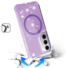 For Samsung S25+/S24+ Case Magnetic Circle Glitter Shockproof + Tempered Glass