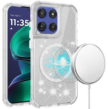 For Moto G Stylus 2025 Case Magnetic Circle Full Glitter Cover + Tempered Glass