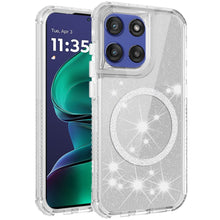 For Moto G Stylus 2025 Case Magnetic Circle Full Glitter Cover + Tempered Glass