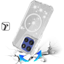For Moto G Stylus 2025 Case Magnetic Circle Full Glitter Cover + Tempered Glass