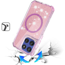 For Moto G Stylus 2025 Case Magnetic Circle Full Glitter Cover + Tempered Glass