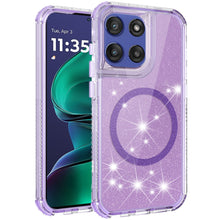 For Moto G Stylus 2025 Case Magnetic Circle Full Glitter Cover + Tempered Glass