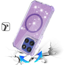 For Moto G Stylus 2025 Case Magnetic Circle Full Glitter Cover + Tempered Glass