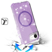 For iPhone 16e Case Magnetic Circle Glitter Shockproof Cover + Tempered Glass