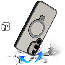 For Samsung S25+/S24+ Case Metallic Magnetic Circle Ring Stand + Tempered Glass